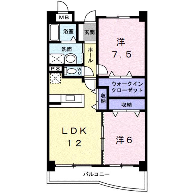 アズゥール(2LDK/1階)の間取り写真