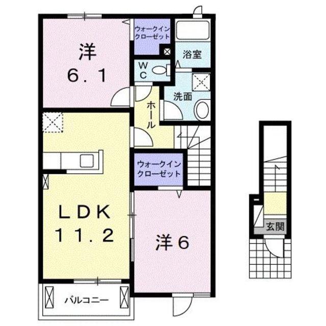 セレッソ・アンジュⅡ(2LDK/2階)の間取り写真