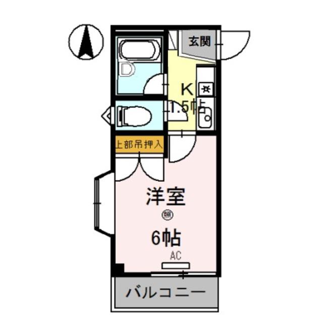 スカイビュー(1K/2階)の間取り写真