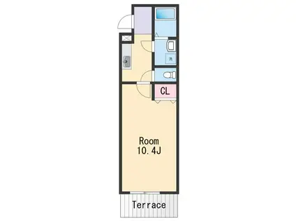 ヴィラソレイユ(1K/1階)の間取り写真