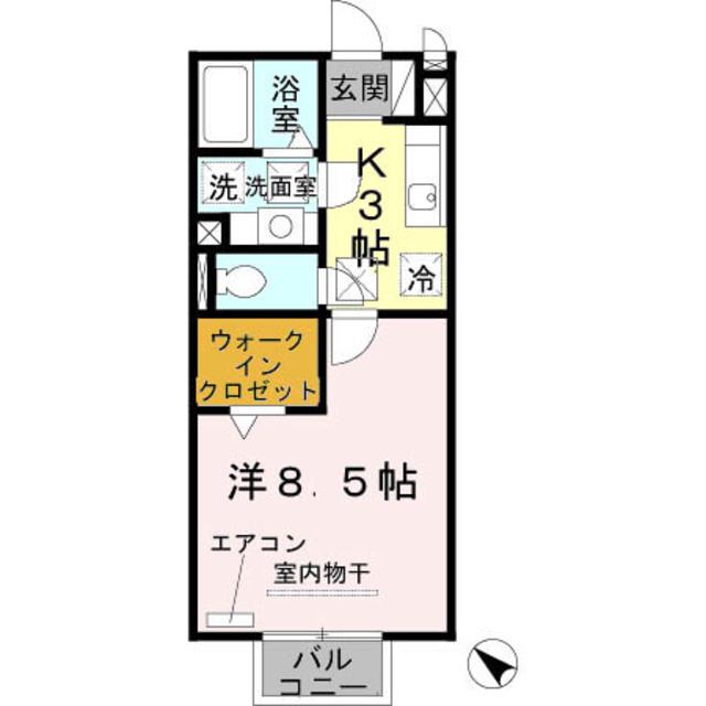 ユリシーズ(1K/1階)の間取り写真