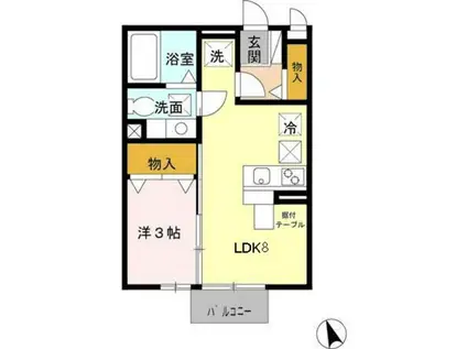 アークハイツ(1LDK/1階)の間取り写真