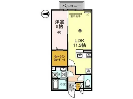 ラズベリー荘(1LDK/2階)の間取り写真