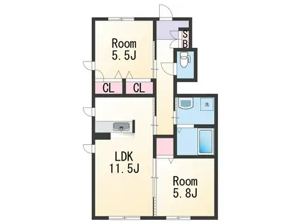 シャーメゾン陽(2LDK/1階)の間取り写真