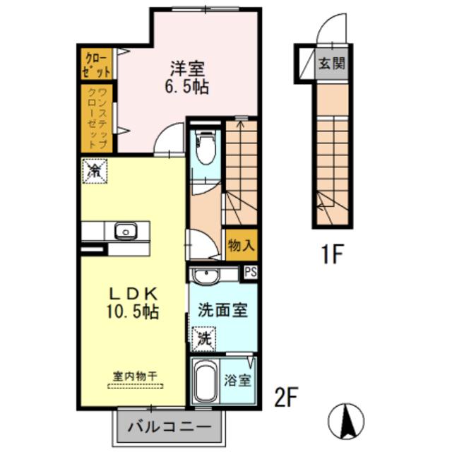 D-ROOM三葛(1LDK/2階)の間取り写真