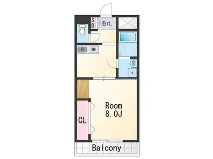 アバンセΑ(1K/3階)の間取り写真