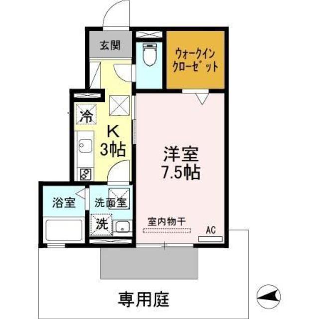 プレジデント セキエイ(1K/1階)の間取り写真
