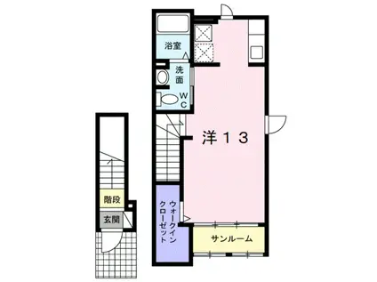ヴァンクール新高(ワンルーム/2階)の間取り写真