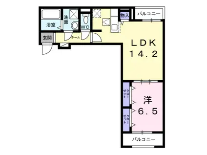 プラージュ(1LDK/1階)の間取り写真