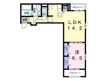 プラージュ(1LDK/2階)の間取り写真