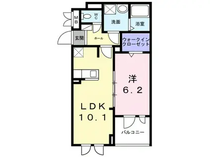 プラージュ(1LDK/2階)の間取り写真