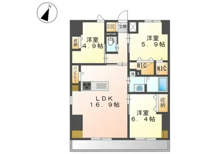 ワシンレジデンス(3LDK/8階)の間取り写真