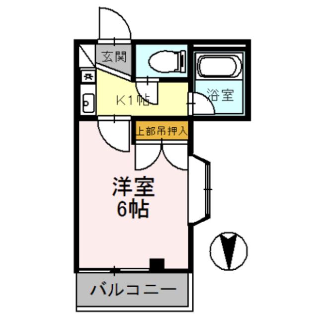 スカイビュー(1K/5階)の間取り写真