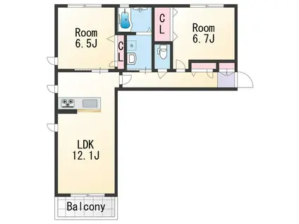 シャーメゾン MISA B棟(2LDK/2階)の間取り写真
