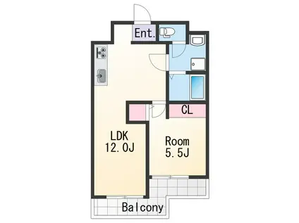 メゾンKITSUNEJIMA(1LDK/4階)の間取り写真