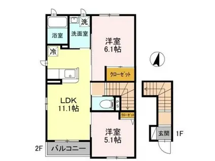 アート・ソレイユ A棟(2LDK/2階)の間取り写真