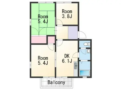 ディアスくすみ(3DK/2階)の間取り写真