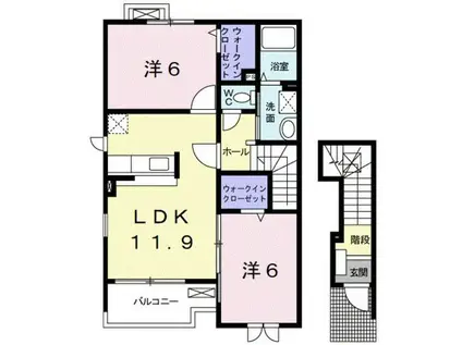 フォレスタ・高松 Ⅱ(2LDK/2階)の間取り写真