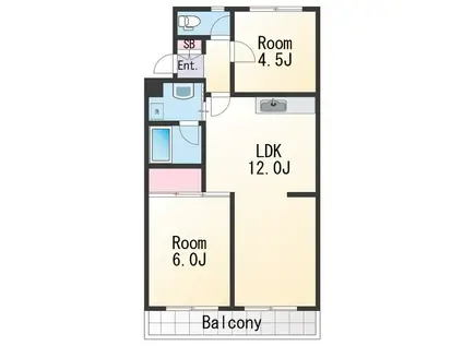 サイカプラザ(2LDK/3階)の間取り写真