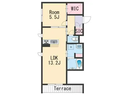 阪和線 和歌山駅 徒歩10分 4階建 築2年(1LDK/3階)の間取り写真