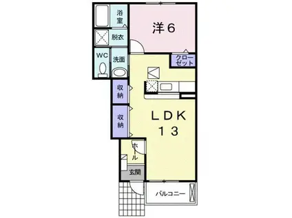 プレシャスコートK西浜(1LDK/1階)の間取り写真