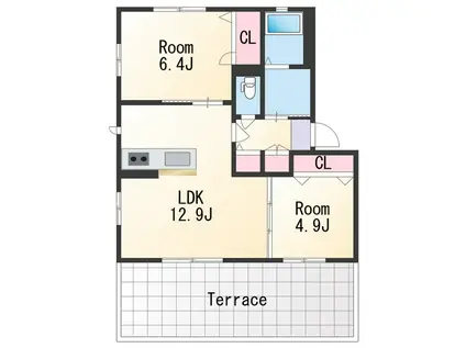 レジデンス有本(2LDK/1階)の間取り写真