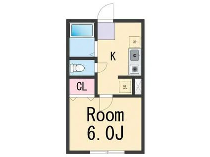 エクストリーム新在家B(1K/2階)の間取り写真