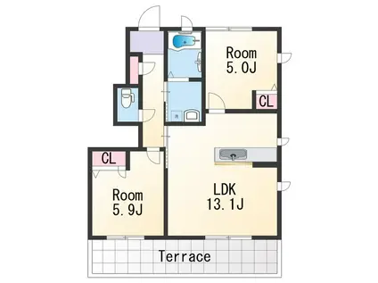 フローラル・アイⅡ(2LDK/1階)の間取り写真