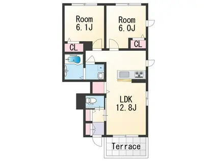 シャーメゾンフローラ(2LDK/1階)の間取り写真