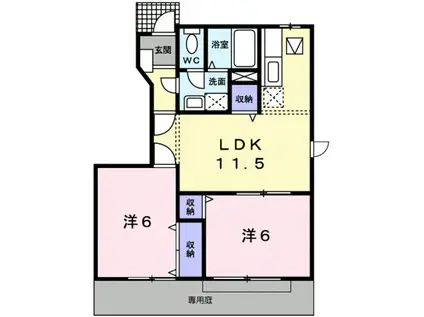 カーサエスト内原(2LDK/1階)の間取り写真