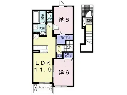 ドルチェ(2LDK/2階)の間取り写真
