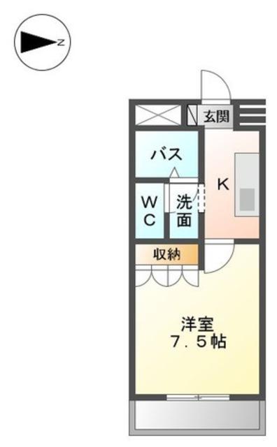 ヒールコート(1K/2階)の間取り写真