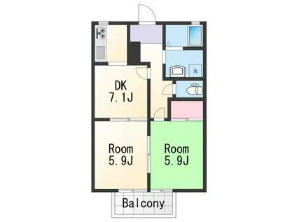 ハイツ萩(1DK/2階)の間取り写真