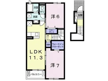アヴェニールNISHIKI Ⅱ(2LDK/2階)の間取り写真