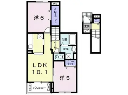 エレガンテⅡ(2LDK/2階)の間取り写真
