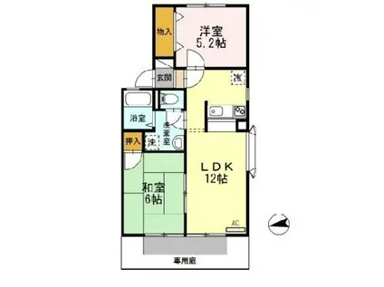 コートダジュールTⅡ A棟(2LDK/2階)の間取り写真