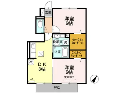 イソラ フェリジェⅡ(2DK/1階)の間取り写真