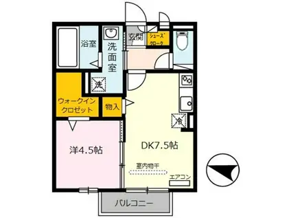 フェリーチェ小雑賀A棟(1DK/2階)の間取り写真