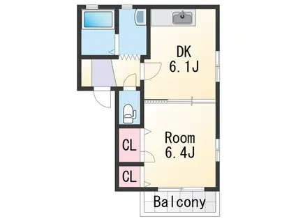 フォーレスノベル(1DK/1階)の間取り写真