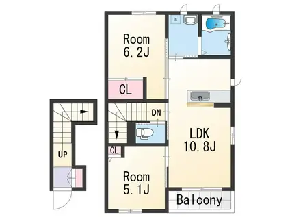 シャーメゾン六十谷(2LDK/2階)の間取り写真