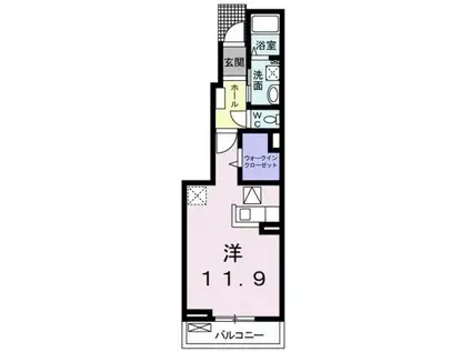 コートジュネスB(ワンルーム/1階)の間取り写真