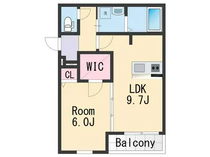 フジパレス東釘貫丁(1LDK/1階)の間取り写真