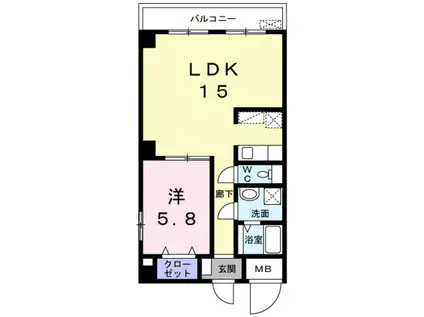 U-BUIL十二番丁 Ⅱ(1LDK/3階)の間取り写真