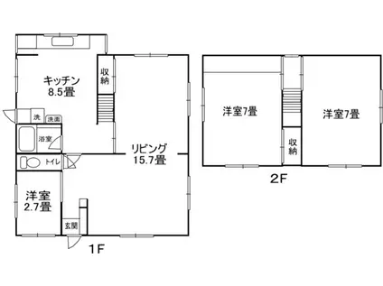 南海電鉄南海本線 紀ノ川駅 徒歩24分 2階建 築53年(3LDK)の間取り写真