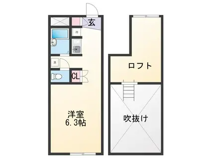 ソフィア弘西(ワンルーム/1階)の間取り写真