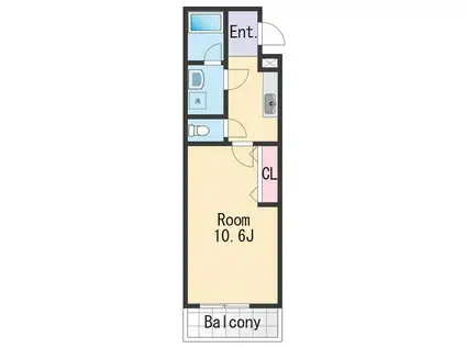 フジパレスリベーラ今福(1K/1階)の間取り写真