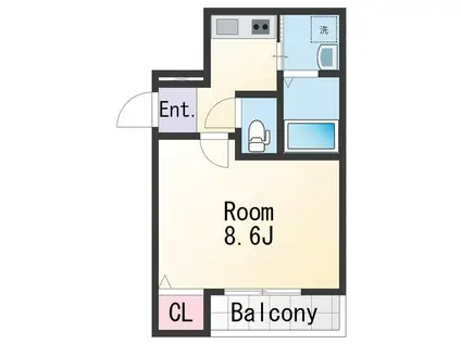 フジパレス田中町(1K/3階)の間取り写真