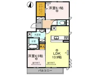 MELIFLUA西浜(2LDK/2階)の間取り写真
