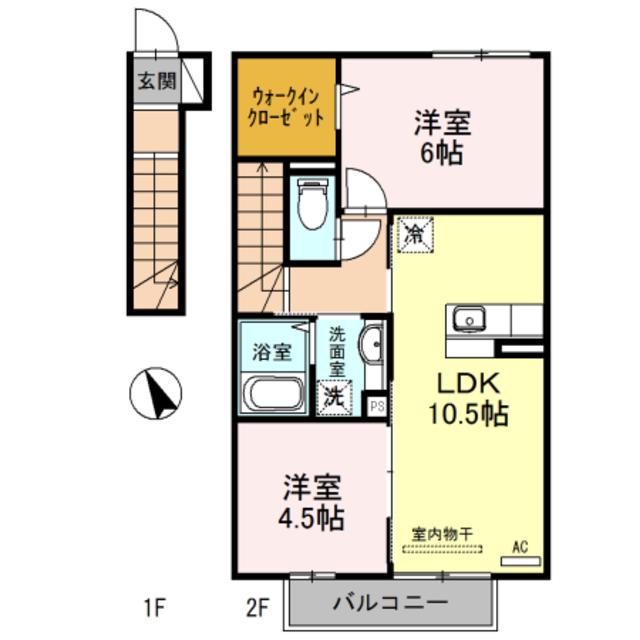 グランシャリオ加納(2LDK/2階)の間取り写真