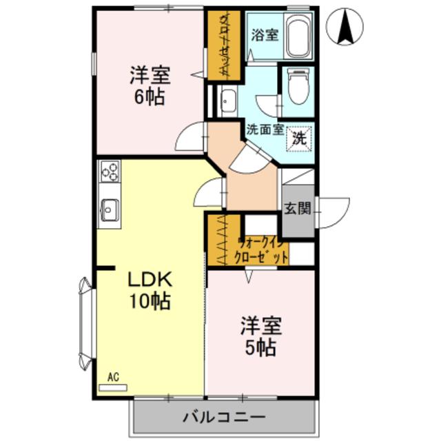 トゥインクルくつろぎ(2LDK/2階)の間取り写真